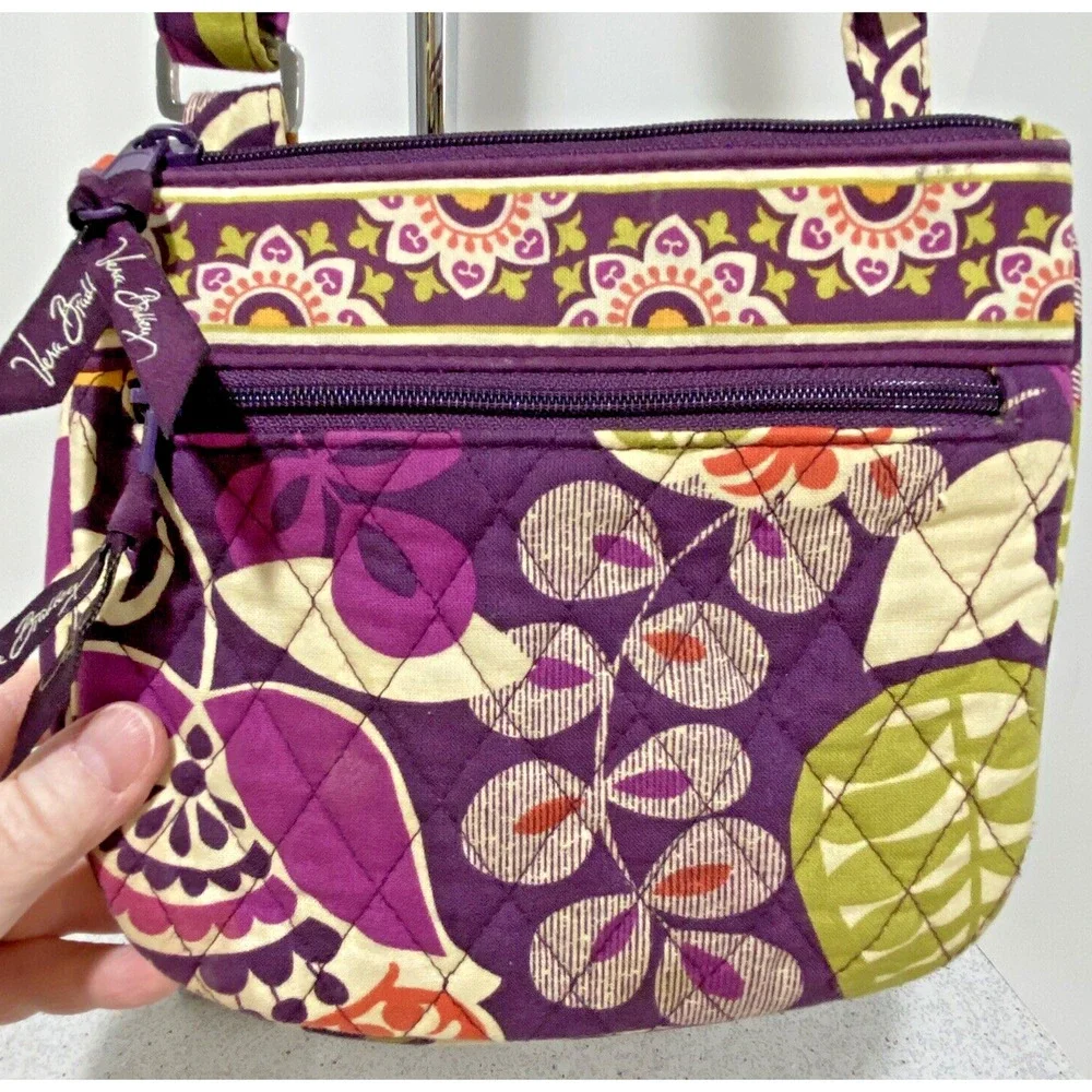 Vera Bradley Plum Crazy 2013 Small Crossbody Purse Organizer Bag Purple Floral_3